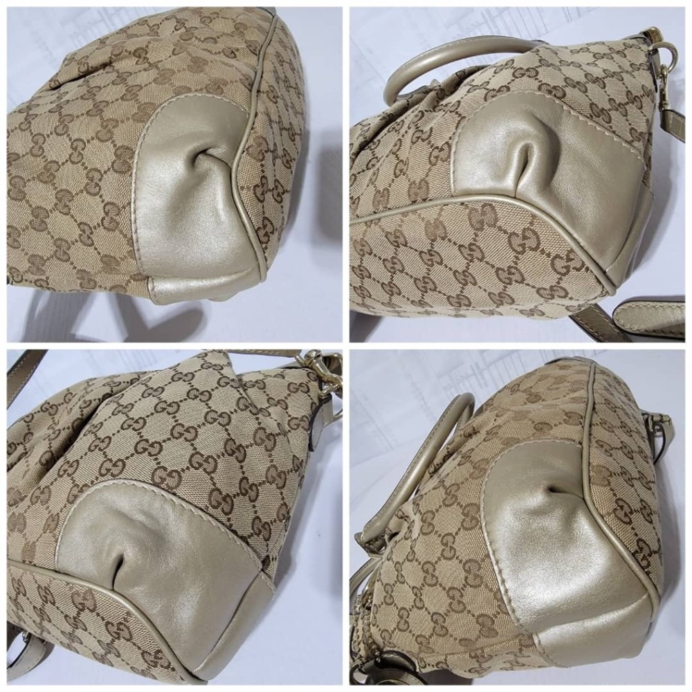 Authentic GUCCI Monogram Medium Sukey Satchel Bag Golden Beige - Picture 12 of 13